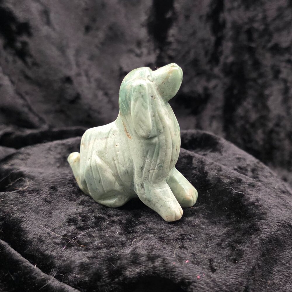 Amazonite Dog Carving